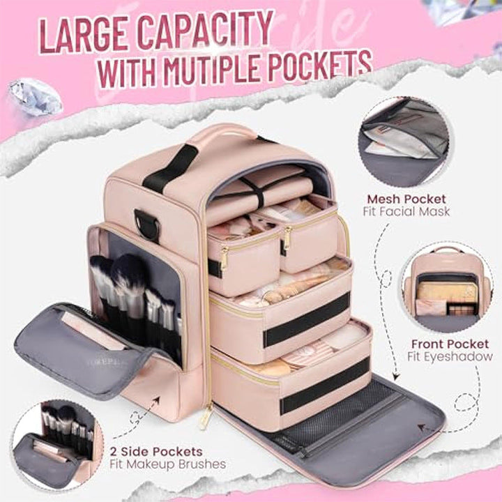 Cosmetic Organizer Backpack with Practical Compartment Design Kalsten