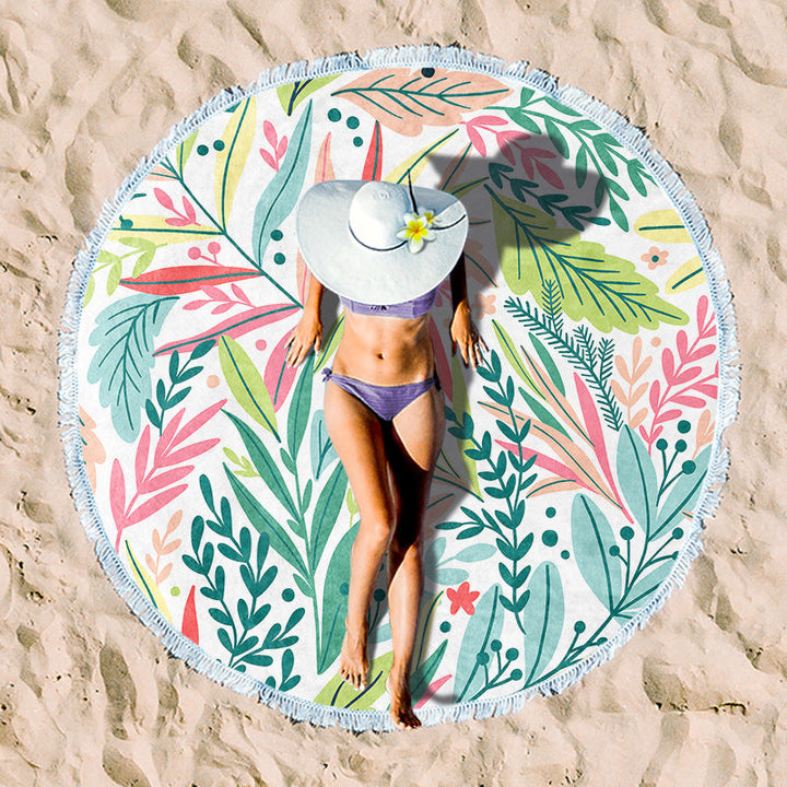 round beach towel with cheerful palm motif Kalsten