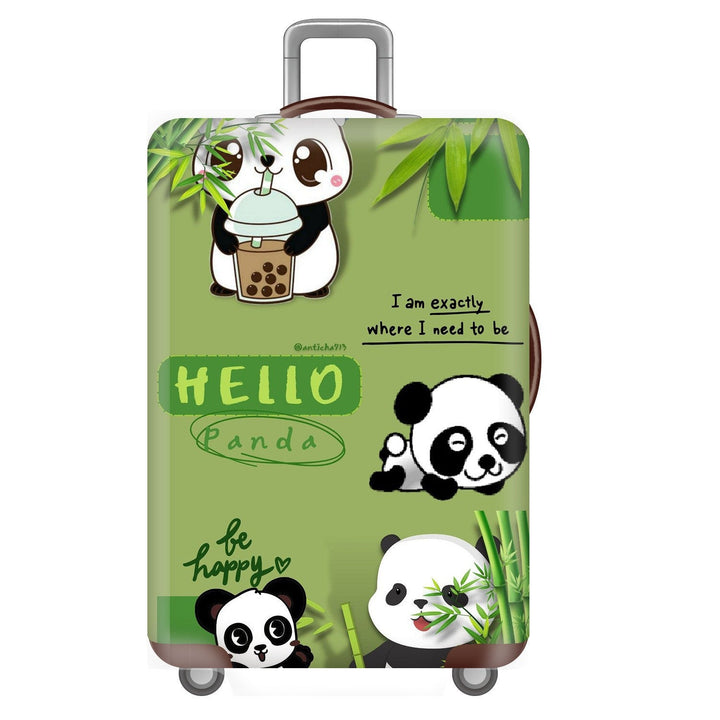 Unisex non-elastic suitcase cover for hard shell trolley with cute panda design, stretch protective cover with handle and wheel openings Kalsten