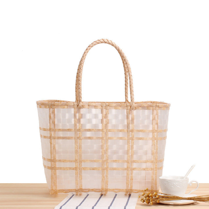 Tote bag with transparent window and braided handles Kalsten