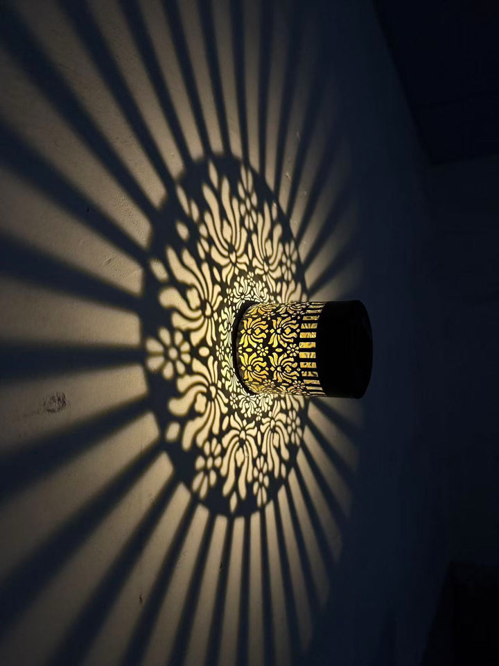 Outdoor Mandala Solar Projection Wall Lights With Patterned Metal Casing And Automatic Dusk-To-Dawn Sensor Kalsten
