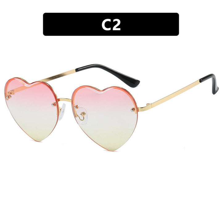Women's Heart-Shaped Sunglasses with Mirrored Lenses and Fashionable Metal Frame Kalsten