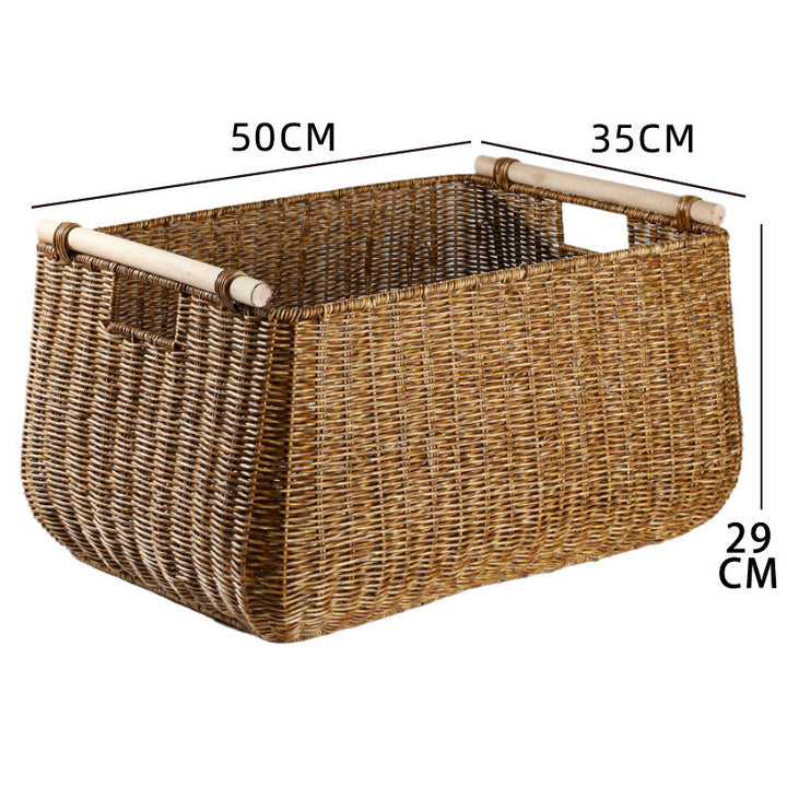 Large Handwoven Storage Basket with Ergonomic Handles Kalsten
