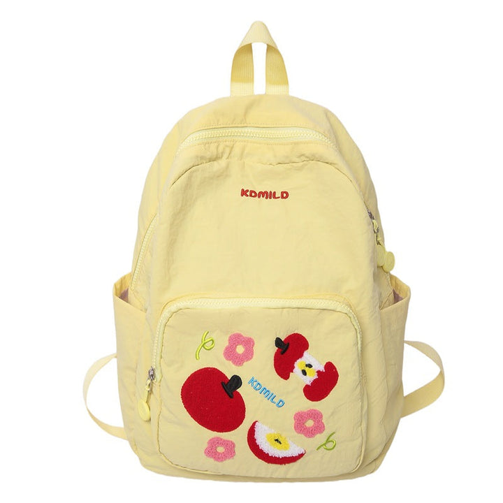 Casual Embroidered Apple Print School Backpack Kalsten