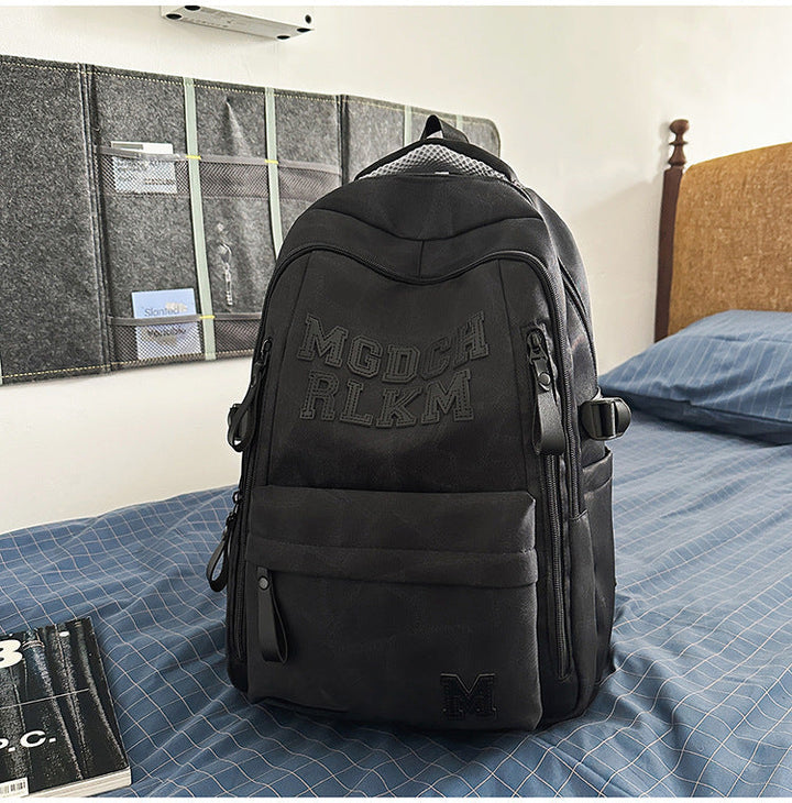 Casual Multi-Compartment Leather School Backpack