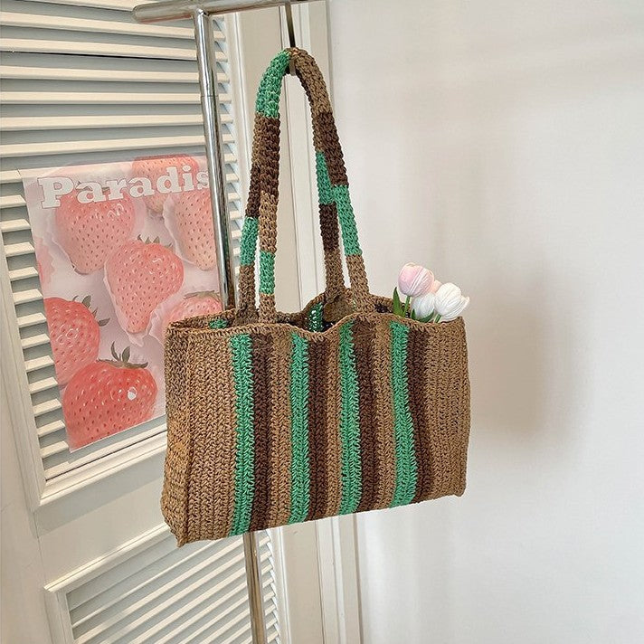 Handwoven shopping bag with modern stripes Kalsten