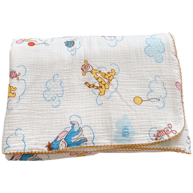 Unisex Cozy Muslin Blanket with Cheerful Winnie Pooh Motif Kalsten