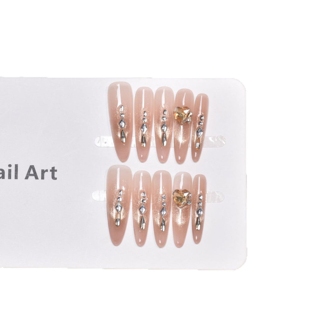 Elegant Rhinestone-Embellished Long Press-On Nail Extensions Kalsten