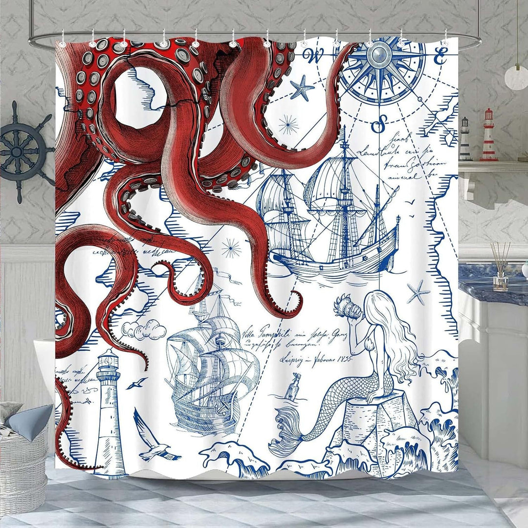 Ocean-Theme Shower Curtain Kalsten