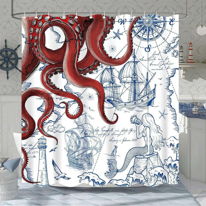 Ocean-Theme Shower Curtain Kalsten