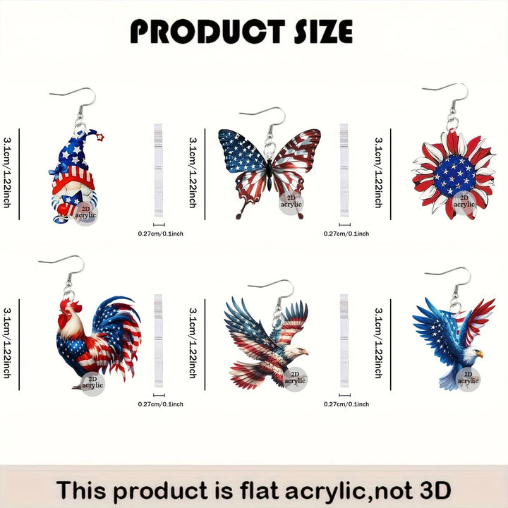 Ladies playful Gnome earrings made of acrylic with patriotic stars-and-stripes motif and skin-friendly hooks Kalsten