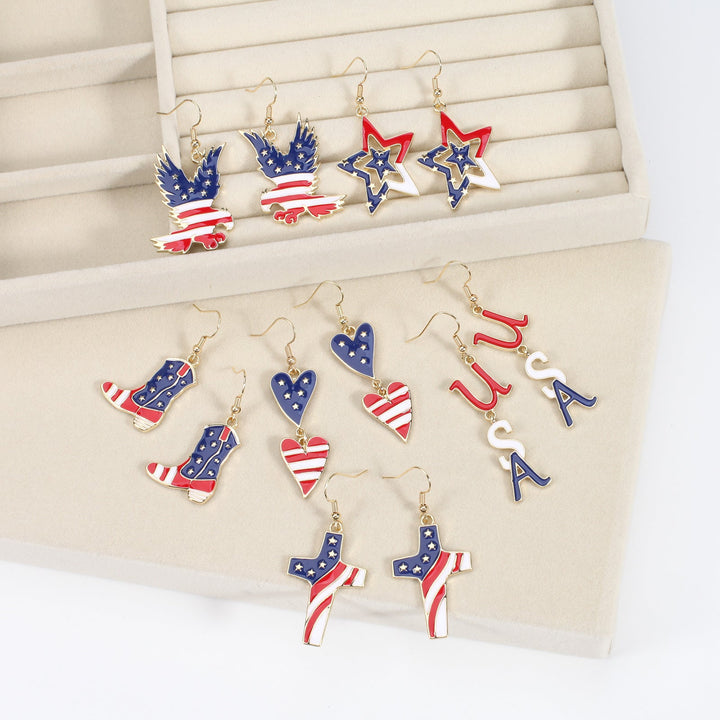 Women's filigree earrings in flag design with crystal stripes and enamel trim Kalsten