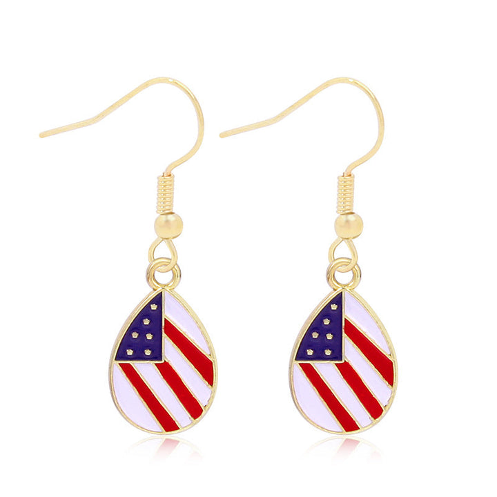 Women's star-shaped enamel earrings with USA flag motif and gold-plated fish Kalsten