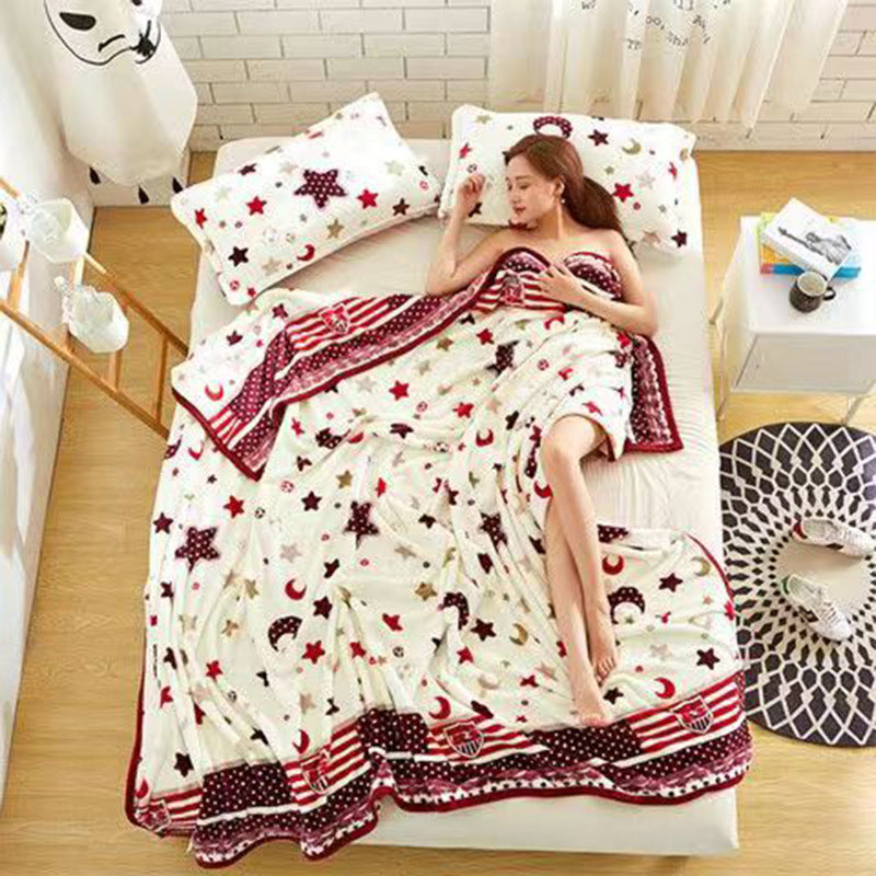 Women Cozy Fleece Blanket with Stars and Moons Kalsten