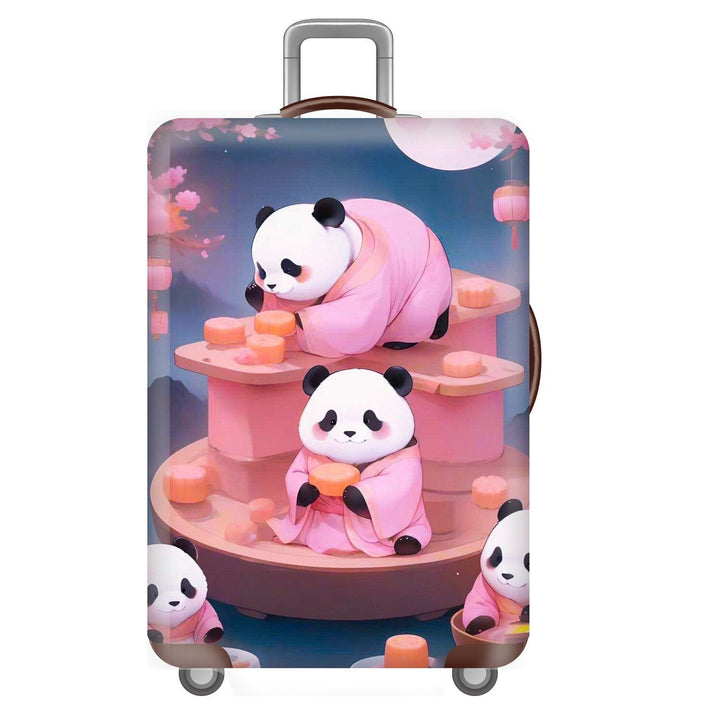 Unisex non-elastic suitcase cover for hard shell trolley with cute panda design, stretch protective cover with handle and wheel openings Kalsten