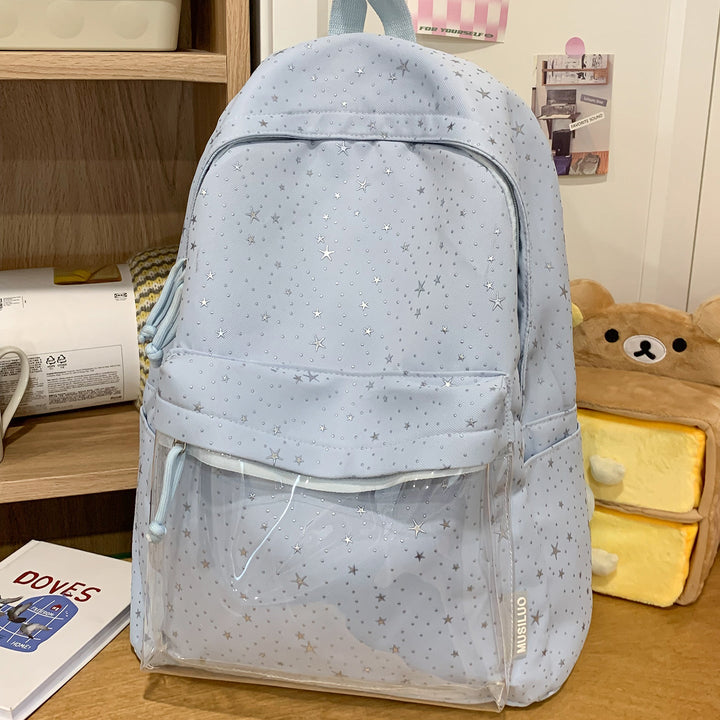 Transparent Pocket Star-Printed Backpack Kalsten