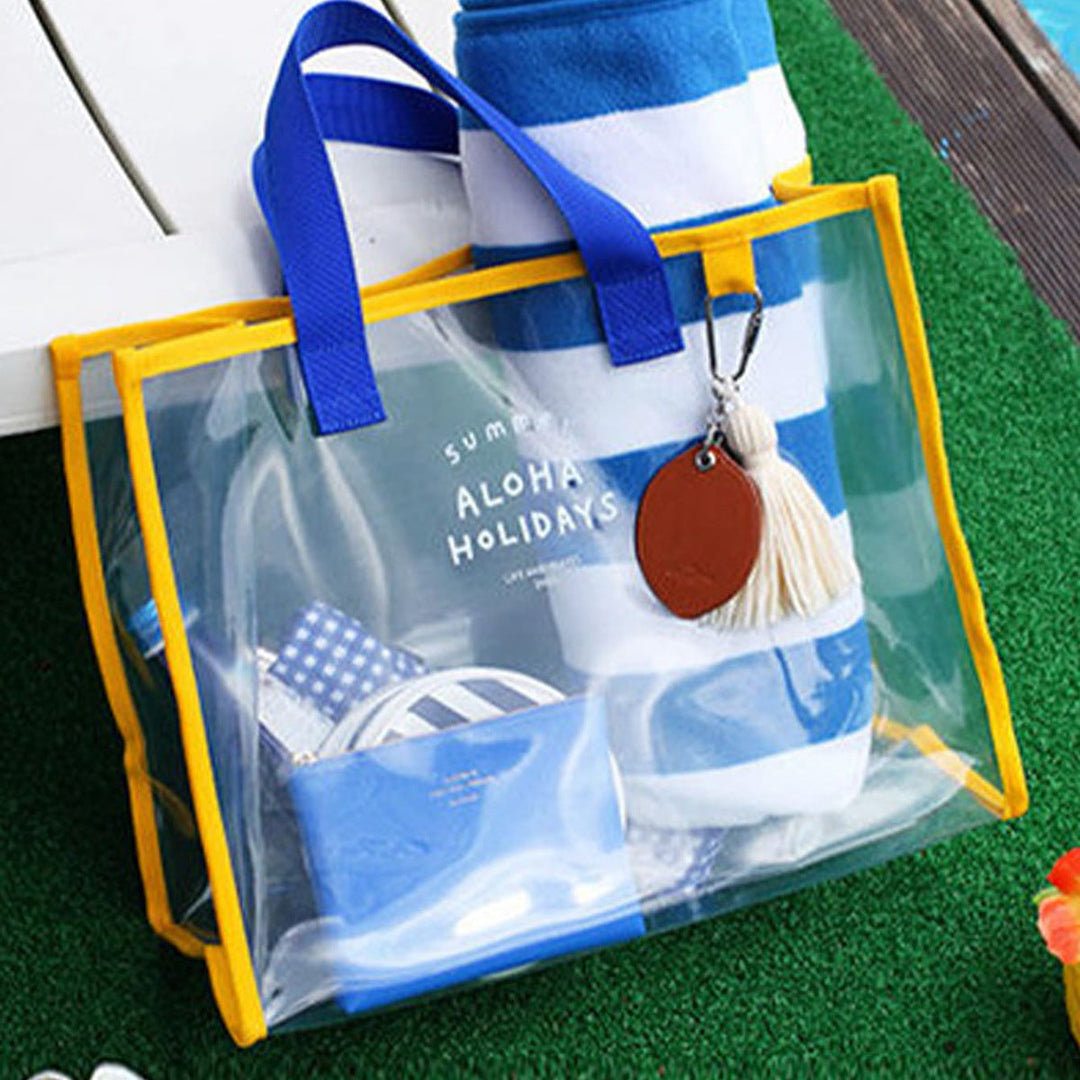 Transparent beach bag with sturdy carrying handles and various compartments Kalsten