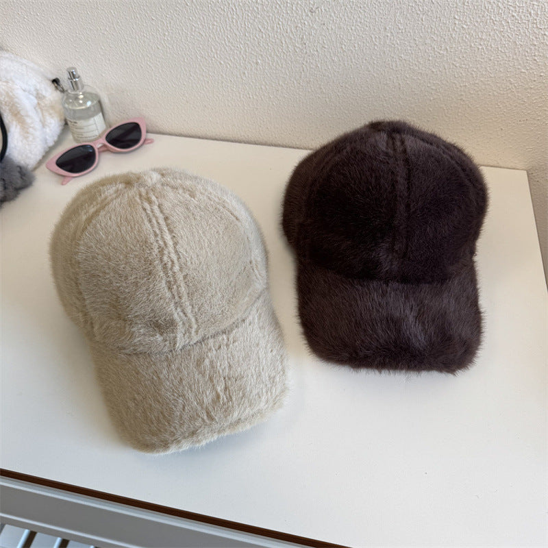 Unisex Plush Faux Fur Baseball Cap Kalsten
