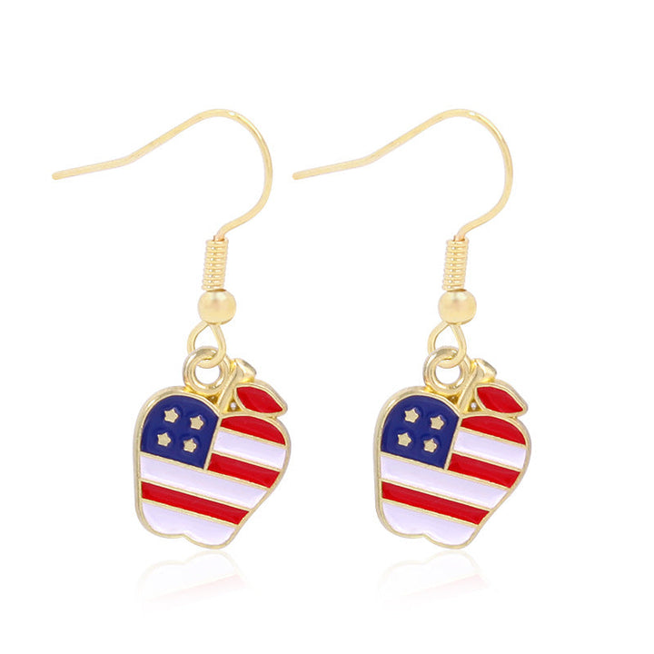 Women's star-shaped enamel earrings with USA flag motif and gold-plated fish Kalsten