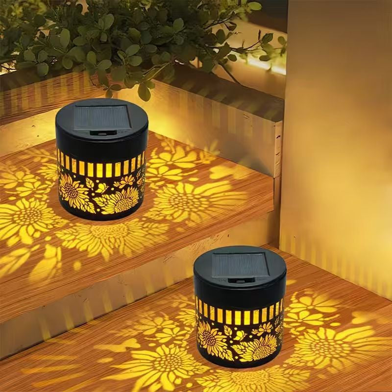 Outdoor Mandala Solar Projection Wall Lights With Patterned Metal Casing And Automatic Dusk-To-Dawn Sensor Kalsten