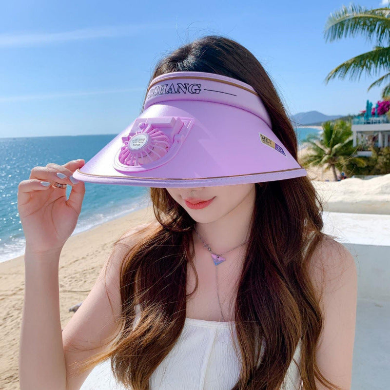 Sun protection visor with quiet rechargeable mini fan and adjustable neoprene seat Kalsten