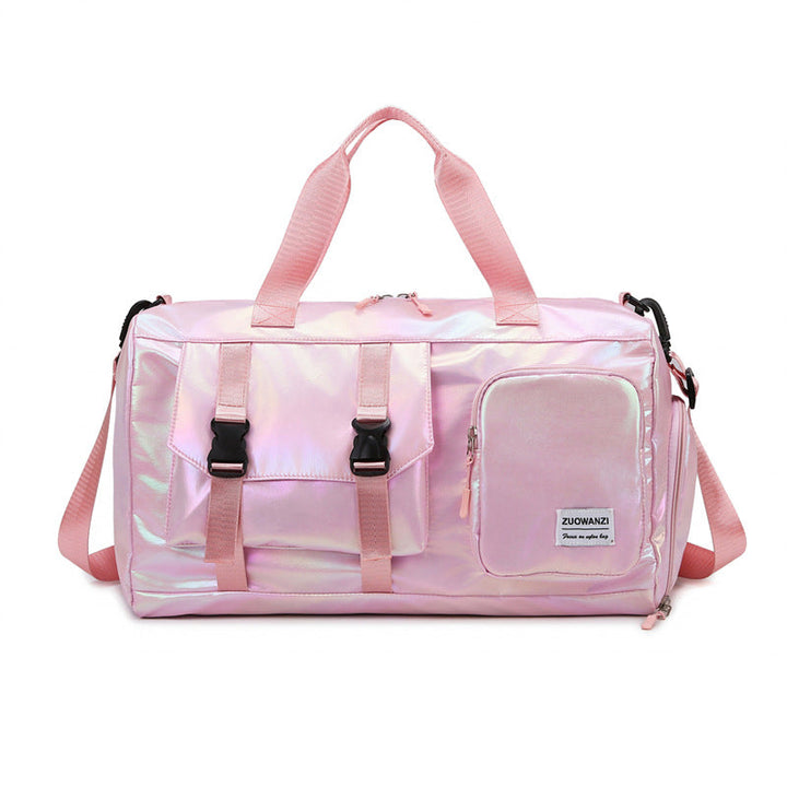 Fashionable travel bag with holographic surface and practical compartments Kalsten