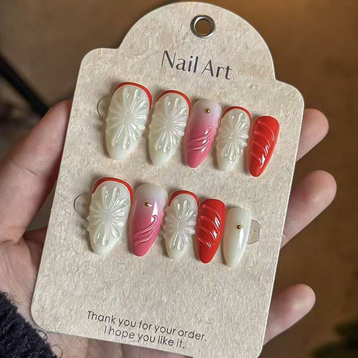 Handcrafted Floral Press-On Nail Set Kalsten