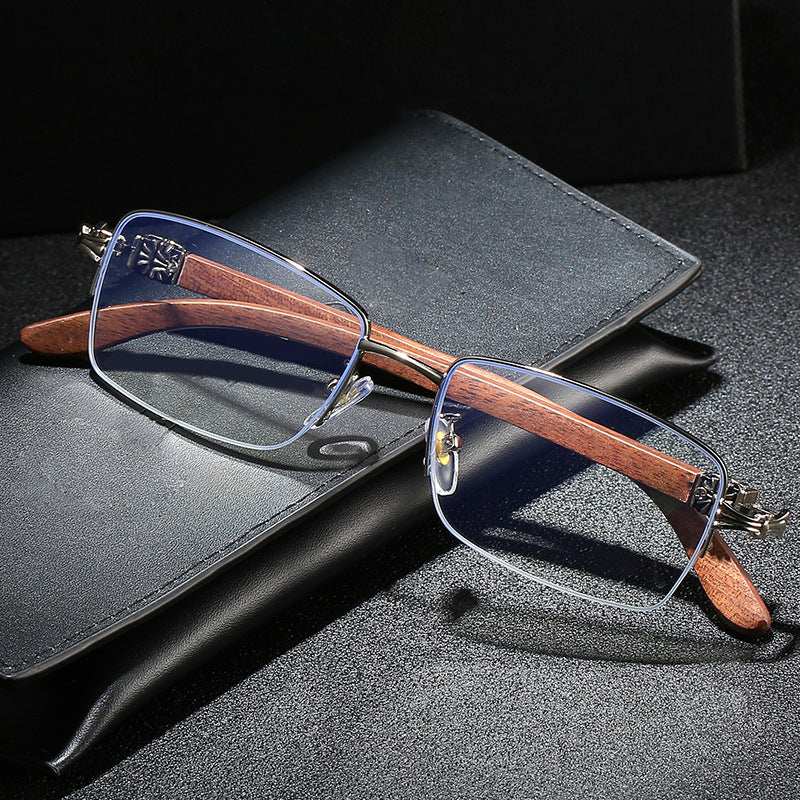 Ladies fashionable glasses with rectangular frame and high-quality wood details Kalsten