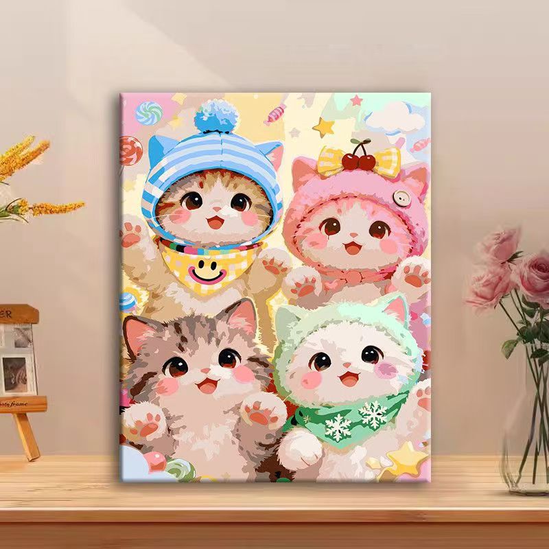 Cute Cat Character Canvas Art Print Kalsten