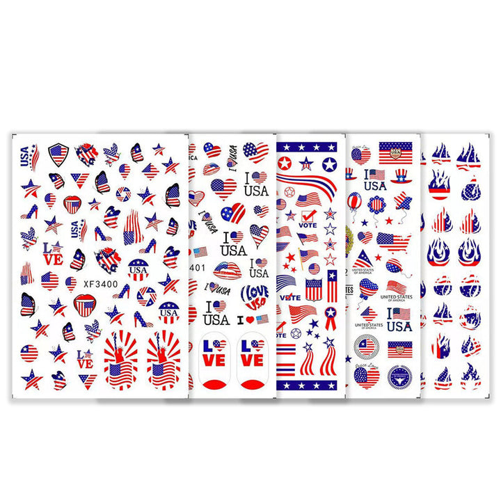 Women's nan patriotic USA themed nail art decal sticker sheets Kalsten
