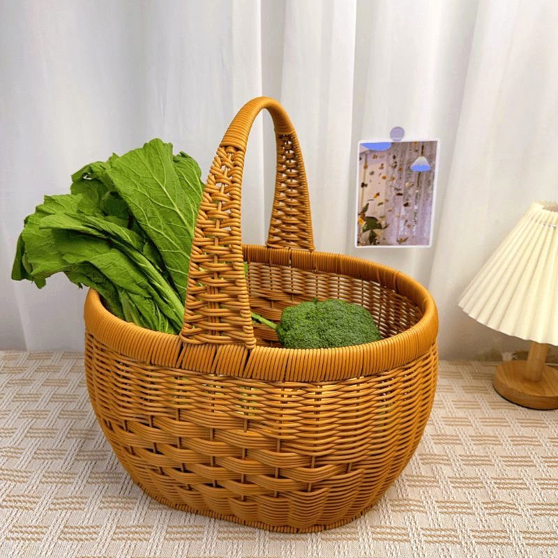 Ladies Handmade Rattan Shopping Basket Kalsten