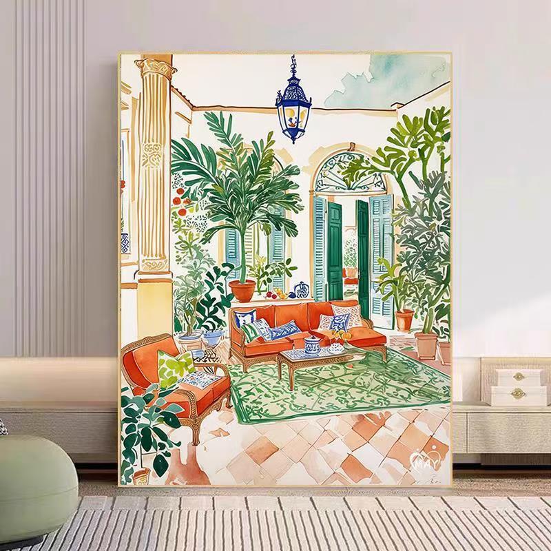 Cozy Living Room Watercolor Art Print Kalsten