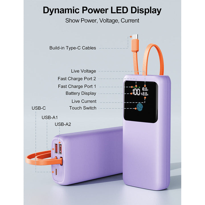 Power bank with integrated LED display and intelligent fast charging port Kalsten