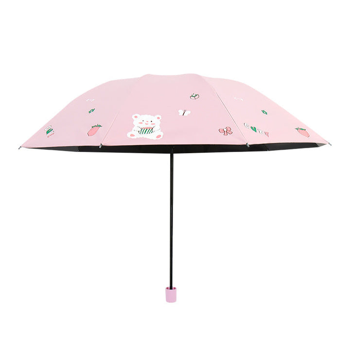 Women's Folding Umbrella with Playful Bear Design Kalsten