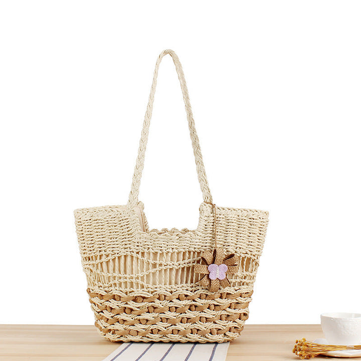 Handmade straw tote bag with unique flower design Kalsten
