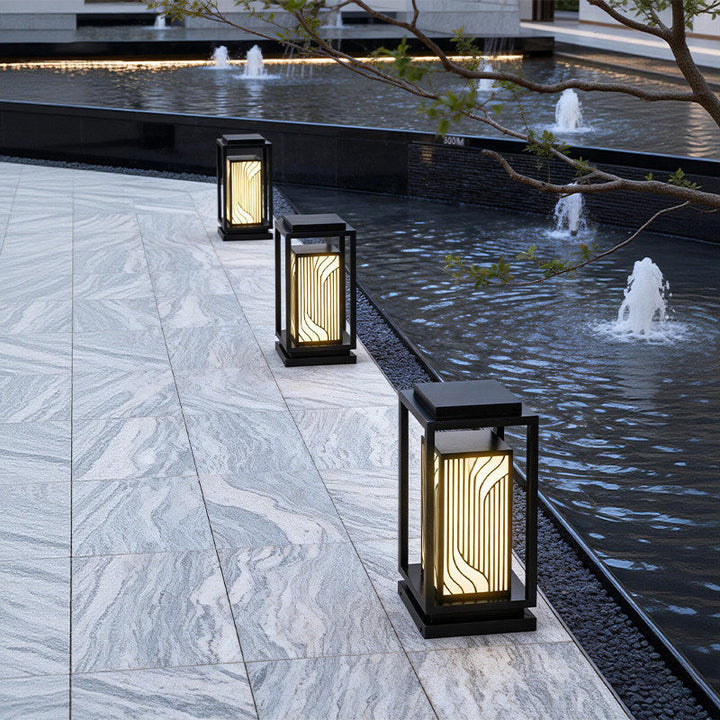 Japanese-Inspired LED Outdoor Lantern With Wooden Frame Kalsten