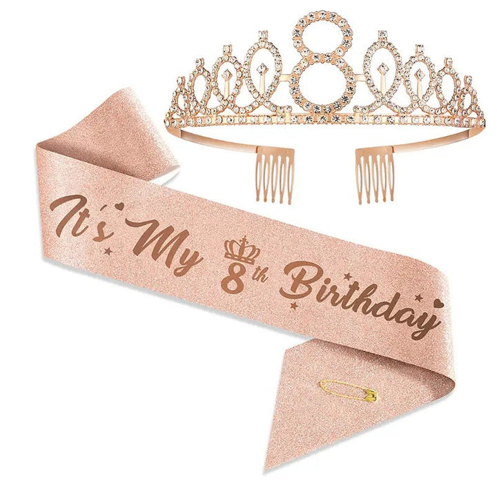Women Glittering Tiaras with Festive Birthday Banner Kalsten