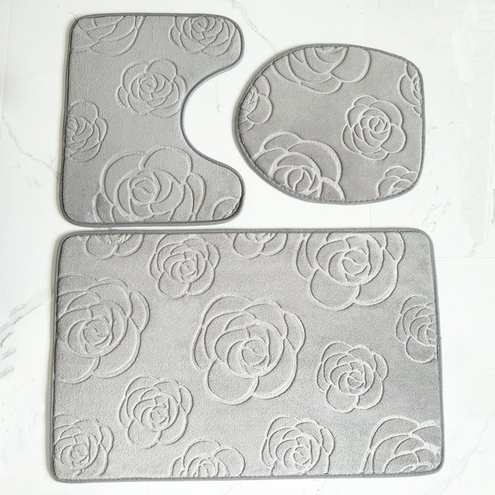 Rose Pattern Bath Mat Set Kalsten
