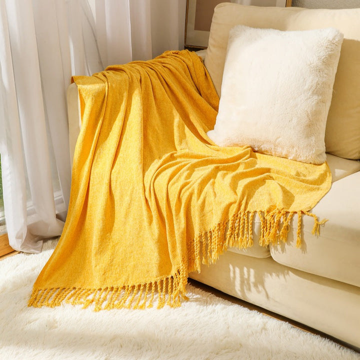 Ladies elegant and stylish couch blanket with fringes Kalsten