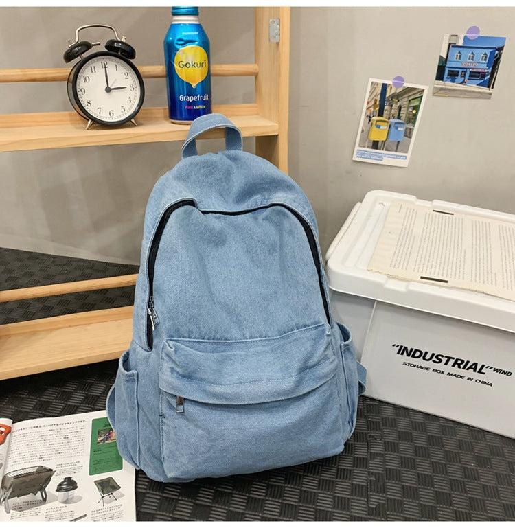 Casual Denim-Style School Backpack
