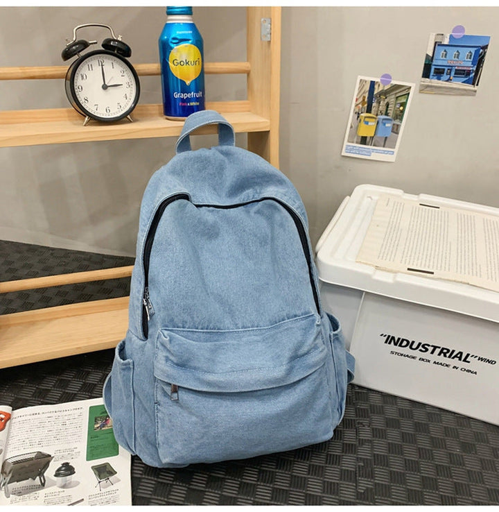 Casual Denim-Style School Backpack
