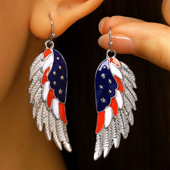 Women's nan patriotic novelty dangle hook earrings with laser-printed wooden fireworks charm Kalsten