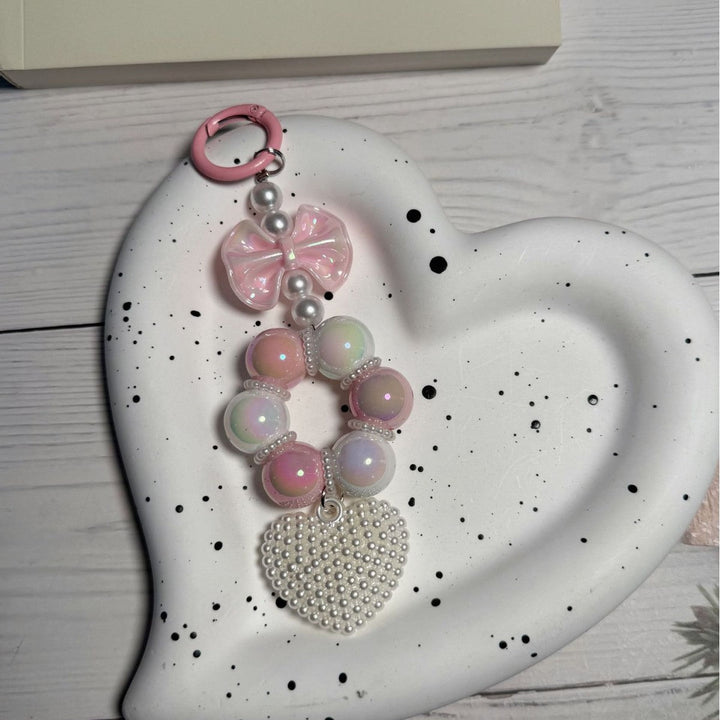 Decorative Bow and Bead Charm Keychain kalsten