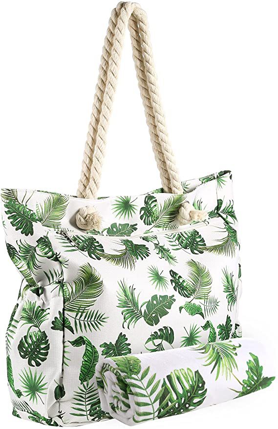 Beach bag with botanical motif and sturdy rope handles Kalsten