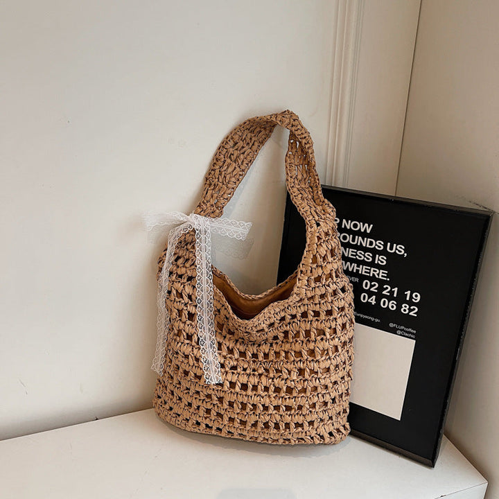 Handmade beach bag with lace Kalsten