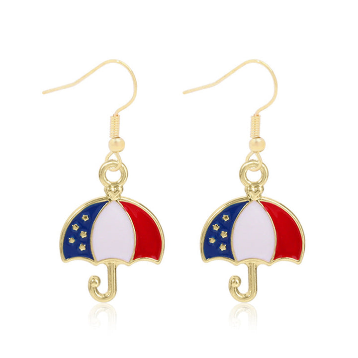 Women's star-shaped enamel earrings with USA flag motif and gold-plated fish Kalsten