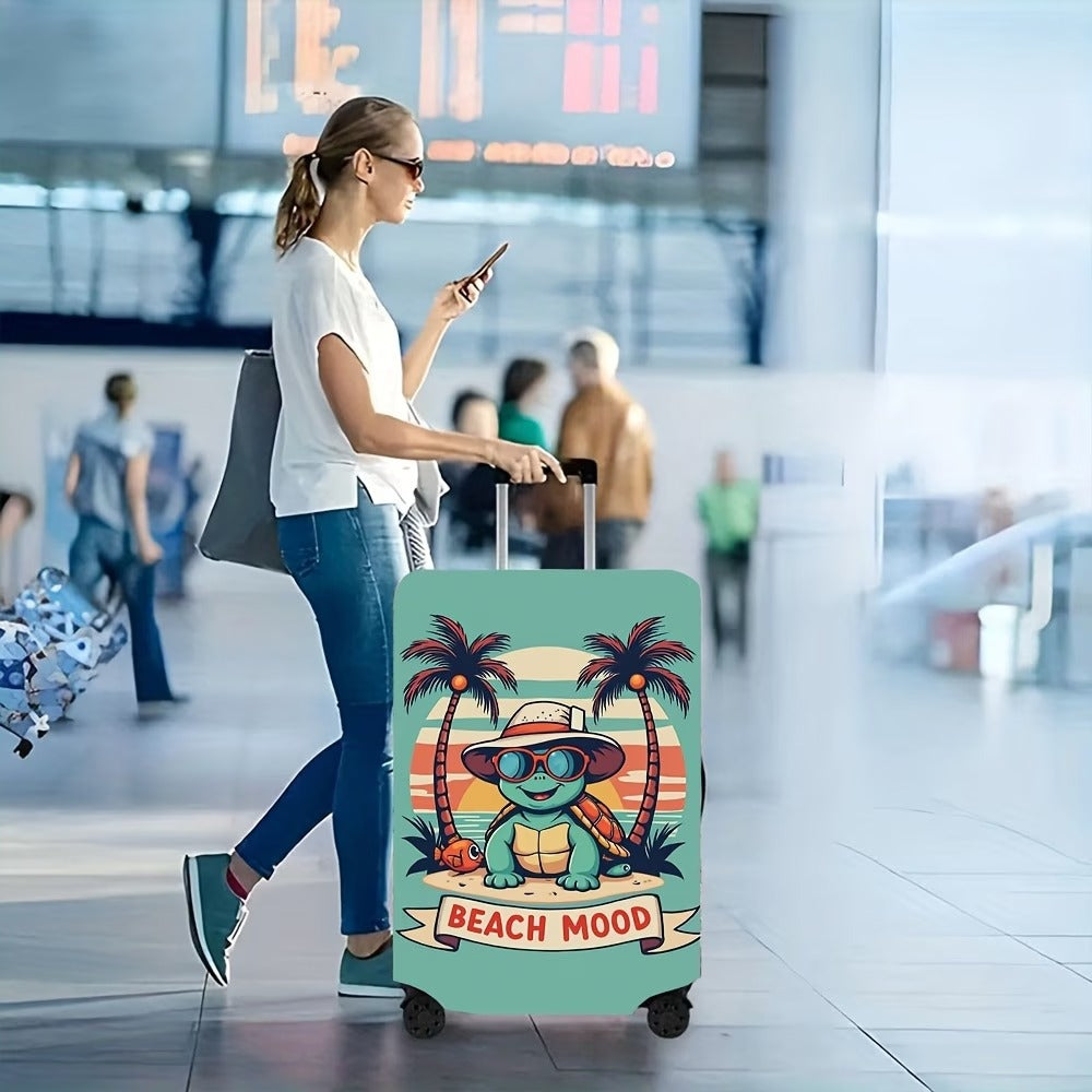 Unisex non-elastic suitcase cover with beach turtle motif, stretchy zipper protection for trolley Kalsten
