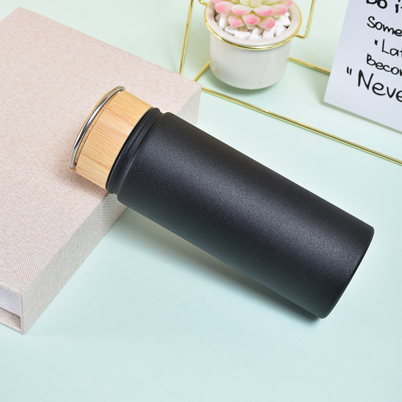 Ladies stylish and versatile stainless steel drinking bottle with bamboo lid Kalsten