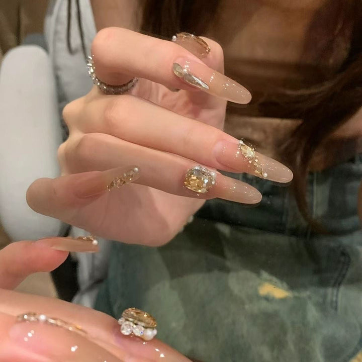 Luxury Rhinestone-Embellished Press-On Nail Art Kalsten