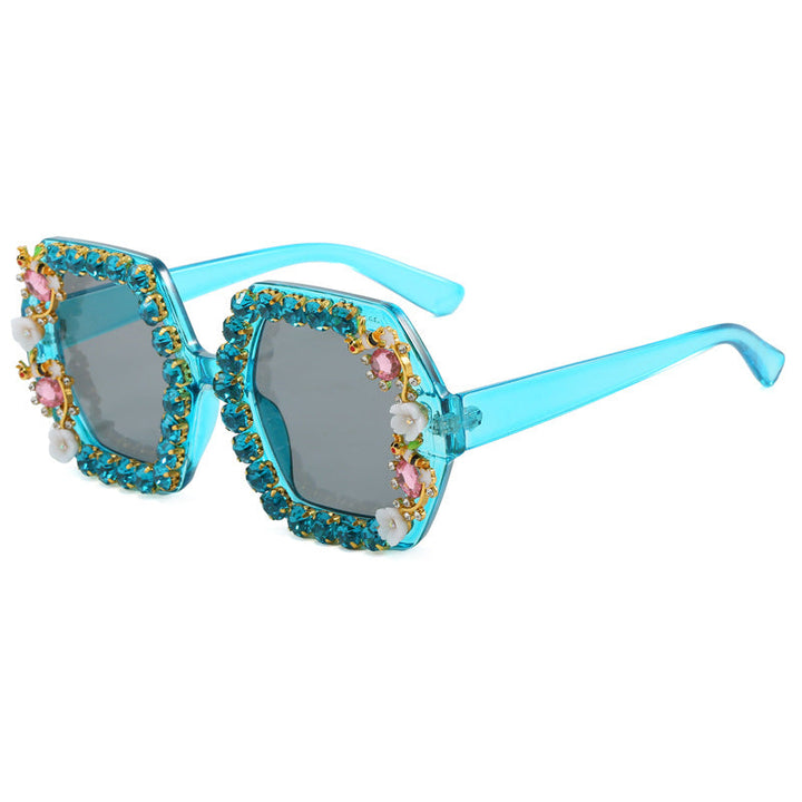 Women's extravagant hexagon sunglasses with crystal embellishment Kalsten